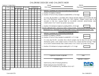 Document preview: DEQ Form 630-577D Chlorine Dioxide and Chlorite Mor - Oklahoma