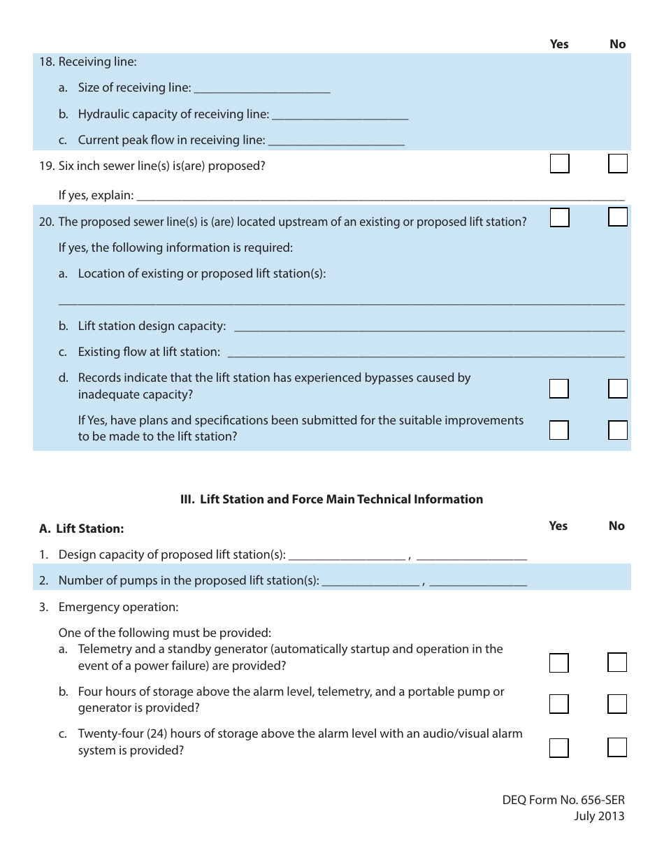 DEQ Form 626-SER Sanitary Sewer Extensions, Lift Stations, and Force Mains Engineering Report Form - Oklahoma, Page 4