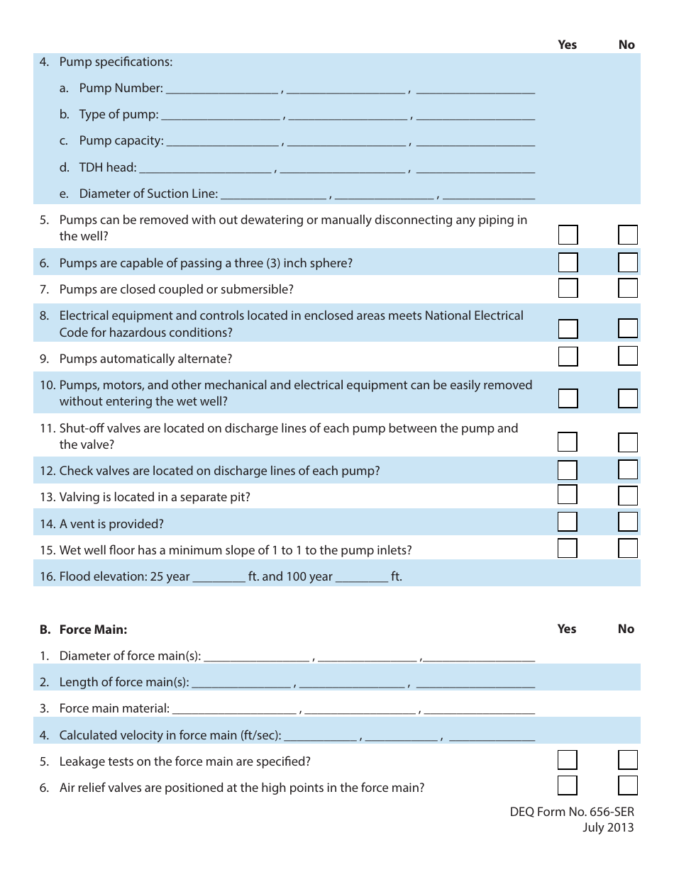 DEQ Form 626-SER Sanitary Sewer Extensions, Lift Stations, and Force Mains Engineering Report Form - Oklahoma, Page 5
