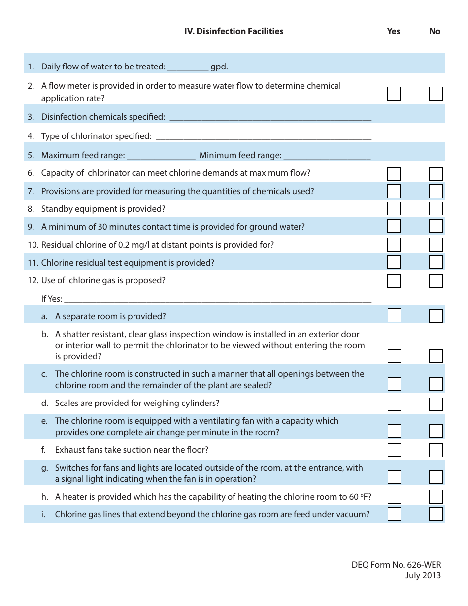 DEQ Form 626-WER Water Distribution Systems and Ground Water Wells Engineering Report Form - Oklahoma, Page 8