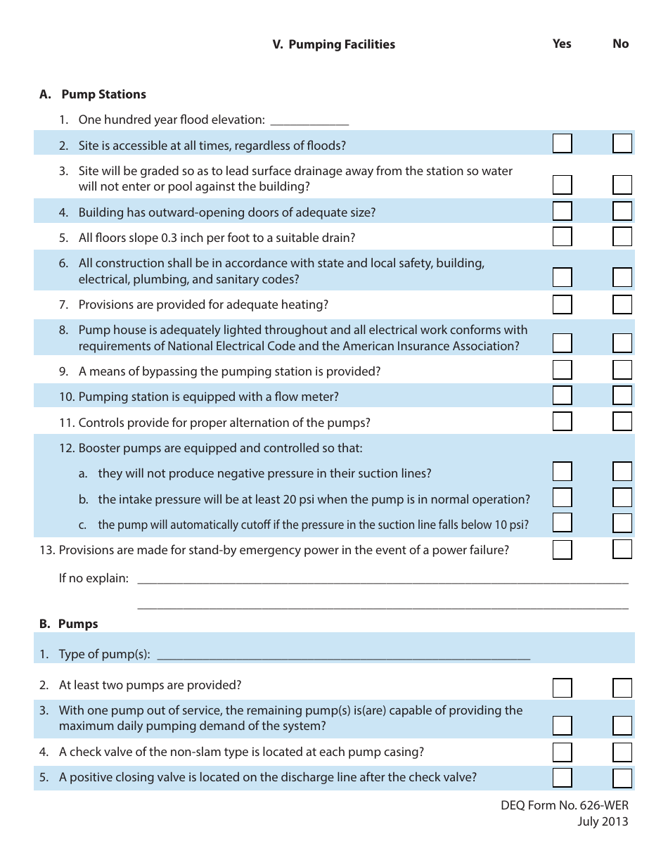 DEQ Form 626-WER Water Distribution Systems and Ground Water Wells Engineering Report Form - Oklahoma, Page 9
