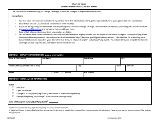 Form ADM4717 Benefit Enrollment/Change Form - Ohio