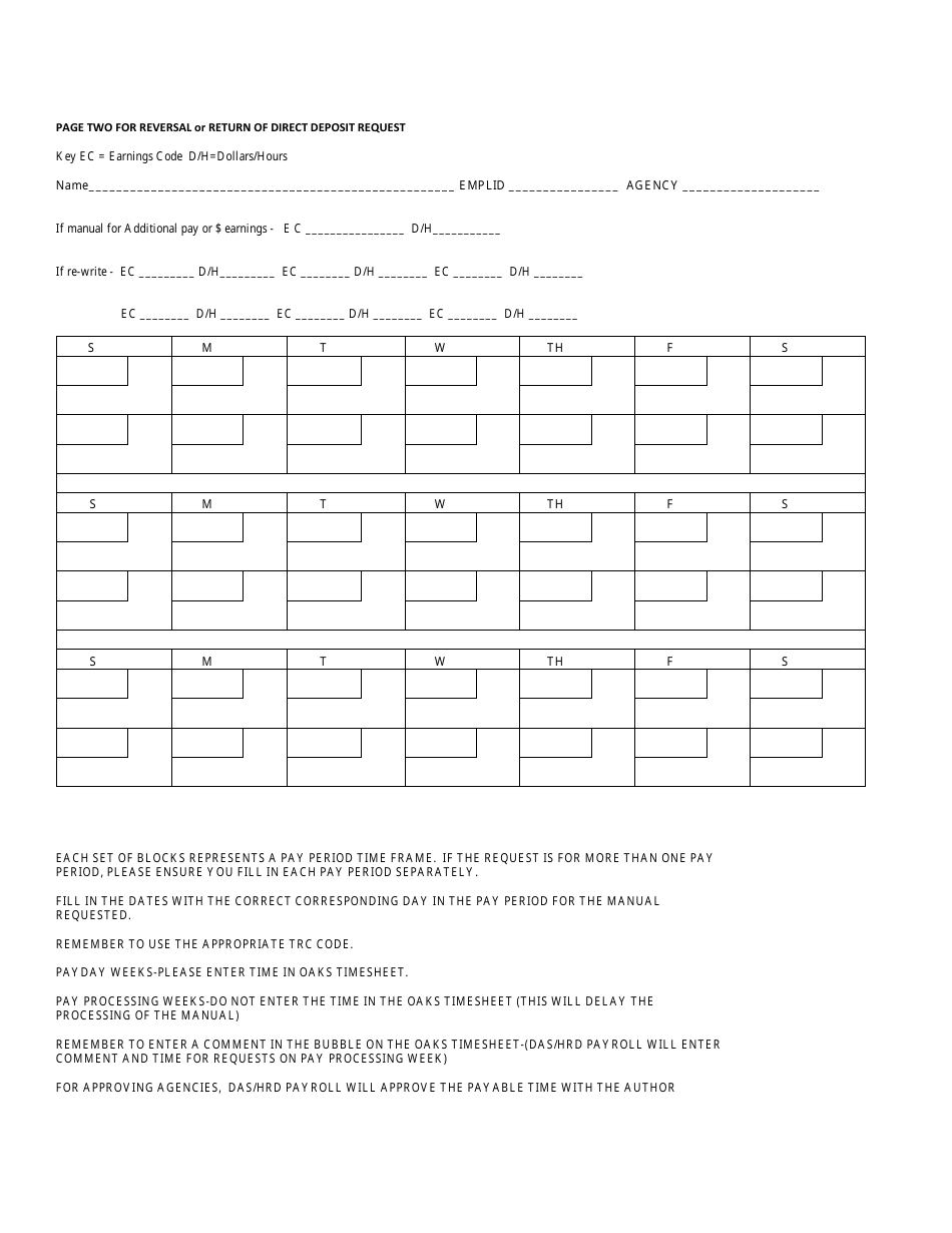 Reversal or Return of Direct Deposit Request - Ohio, Page 2