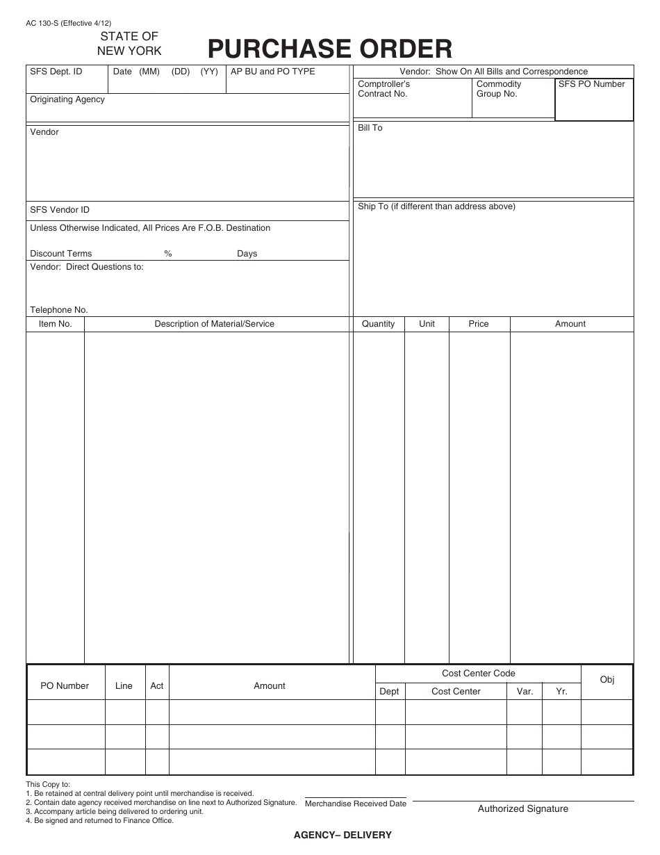Form AC130-S Purchase Order - New York, Page 7