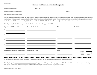 Document preview: Form AC852-S Business Unit Voucher Authorizer Designation - New York