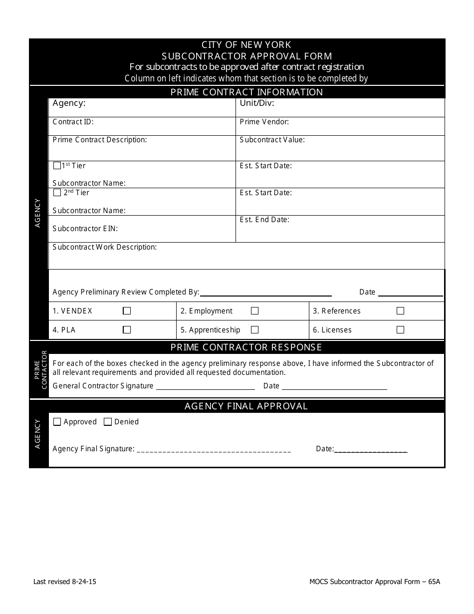 Form 65A - Fill Out, Sign Online and Download Printable PDF, New York ...