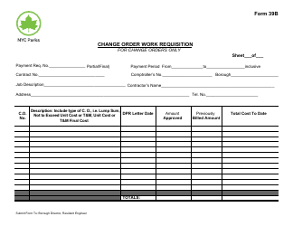 Form 39B Change Order Work Requisition - New York City