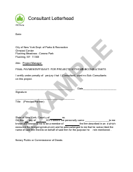 Sample Final Affidavit for Projects Without Subconsultants - New York City