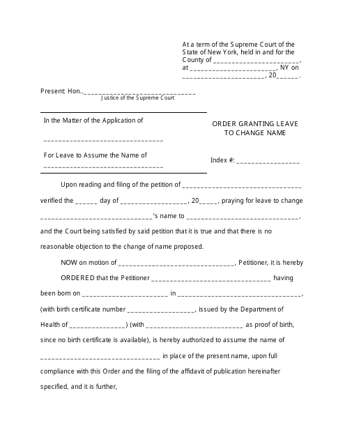 Order Granting Leave to Change Name - New York Download Pdf