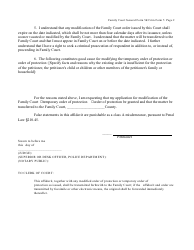 General Form 5D (Criminal Form 5) Affidavit in Support of Modification of Family Court Temporary Order of Protection or Order of Protection - New York, Page 2