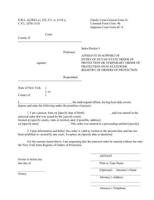 General Form 5E (Criminal Form 4B; SC-4)  Printable Pdf