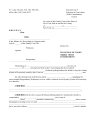 General Form 9 Violation of Court Order (With Commitment) - New York