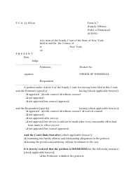 Document preview: Form 8-7 Family Offense - Order of Dismissal - New York