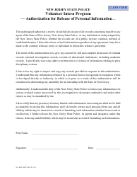 Document preview: Form S.P.806C Njsp Authorization for Release of Personal Information - New Jersey