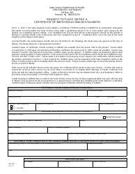 Document preview: Form REG-68 Request to Place on File a Certificate of Birth Resulting in Stillbirth - New Jersey