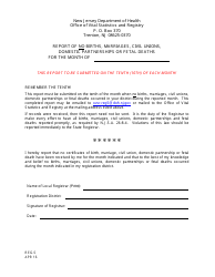 Document preview: Form REG-5 Report of No Births, Marriages, Civil Unions, Domestic Partnerships or Fetal Deaths - New Jersey