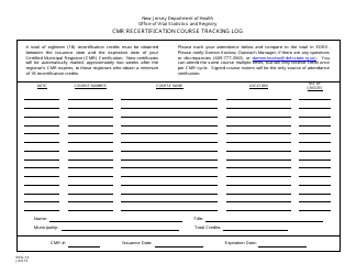 Document preview: Form REG-13 Cmr Recertification Course Tracking Log - New Jersey