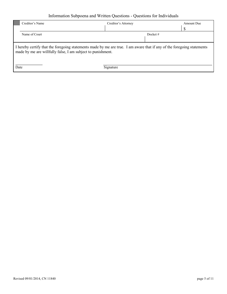 Form 11840 Appendix XI-L Information Subpoena - New Jersey, Page 5