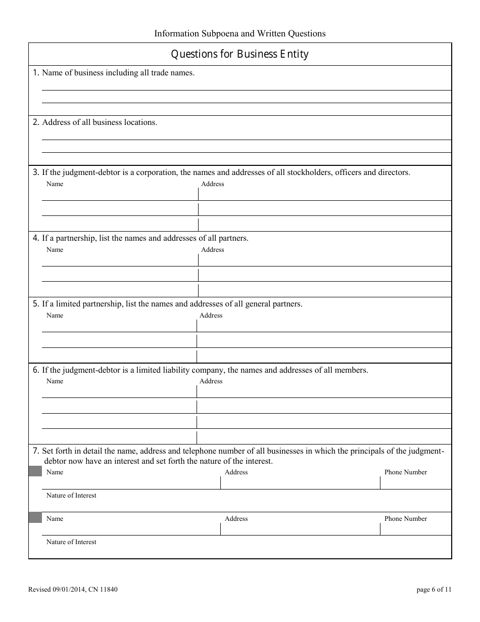Form 11840 Appendix XI-L Information Subpoena - New Jersey, Page 6