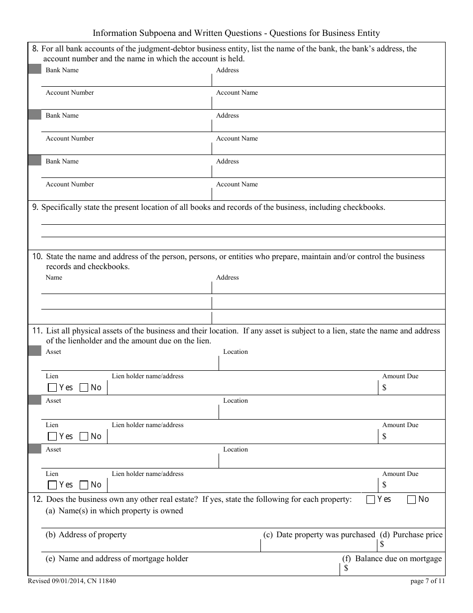 Form 11840 Appendix XI-L Information Subpoena - New Jersey, Page 7