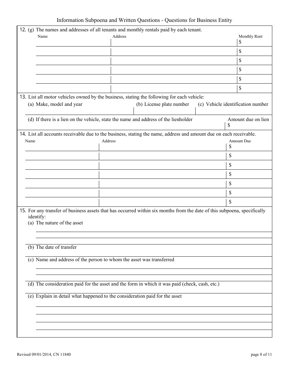 Form 11840 Appendix XI-L Information Subpoena - New Jersey, Page 8