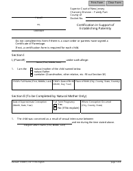 Document preview: Form CN:11176 Certification in Support of Establishing Paternity - New Jersey