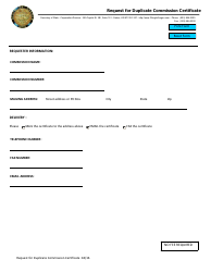 Document preview: Request for Duplicate Commission Certificate - Oregon