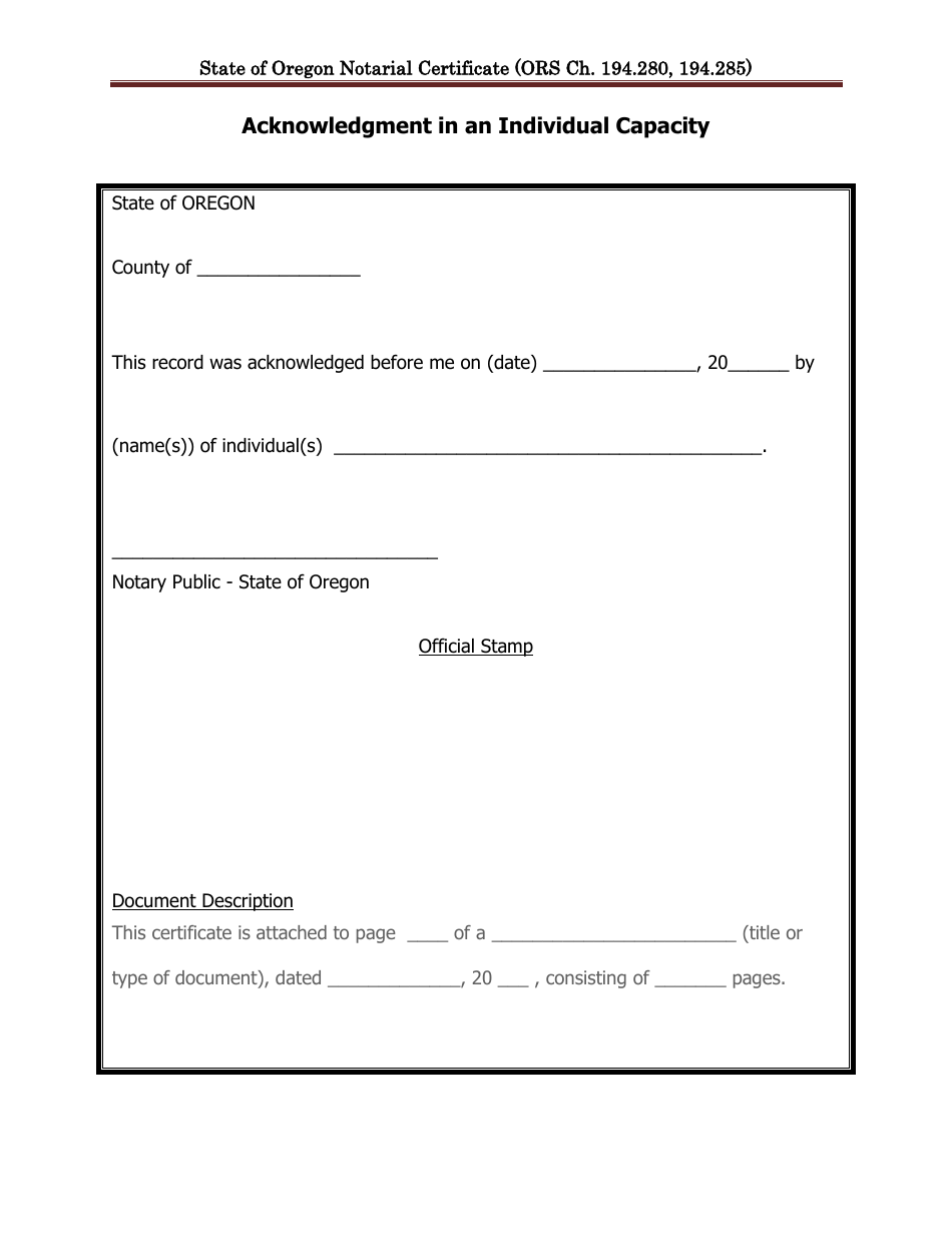 Oregon State of Oregon Notarial Certificate - Fill Out, Sign Online and ...