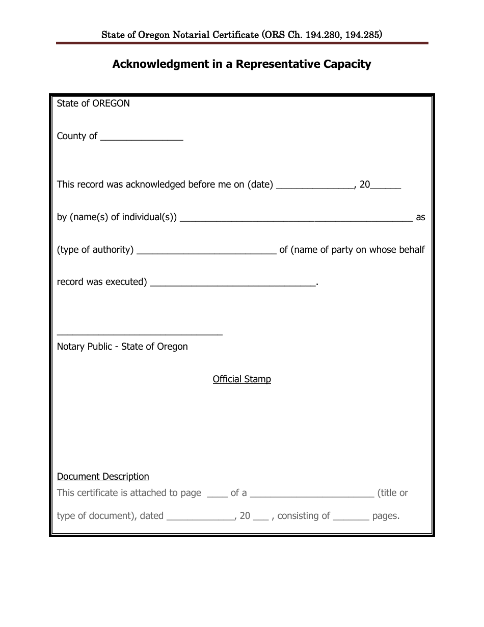 State of Oregon Notarial Certificate - Oregon, Page 3