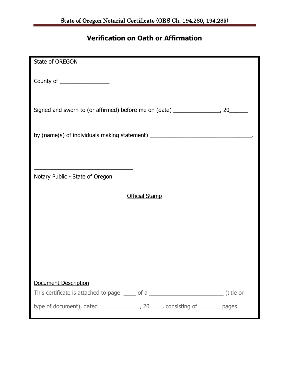 Oregon State of Oregon Notarial Certificate - Fill Out, Sign Online and ...