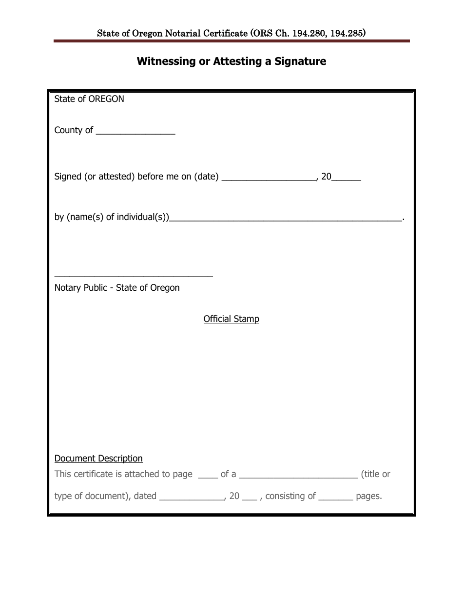 State of Oregon Notarial Certificate - Oregon, Page 5