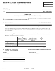 Document preview: Form SCL840 Certificate of Amounts Owing - British Columbia, Canada