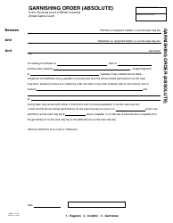 Document preview: Form SCL839 (COEA Form E) Garnishing Order (Absolute) - British Columbia, Canada