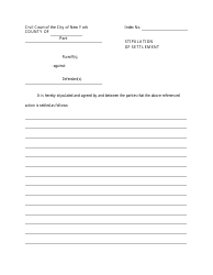 Document preview: Form CIV-GP-32-I Stipulation of Settlement - New York City