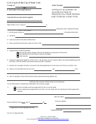 Form CIV-GP-15-I &quot;Affidavit in Support of an Application to Proceed as a Poor Person and to Waive Court Fees&quot; - New York City