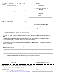 Form CIV-SC-61 &quot;Questions in Connection With an Information Subpoena&quot; - New York City