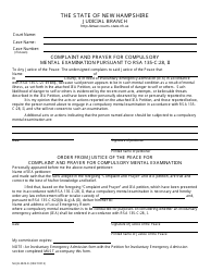 Document preview: Form NHJB-2829-D Complaint and Prayer for Compulsory Mental Examination - New Hampshire