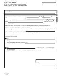 Document preview: Form PFA859 (AGA Form 13) Access Order - British Columbia, Canada