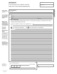 Document preview: Form PFA850 (AGA Form 10) Affidavit - British Columbia, Canada
