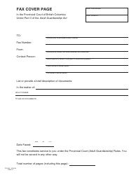 Document preview: Form PFA852 (AGA Form 11) Fax Cover Page - British Columbia, Canada