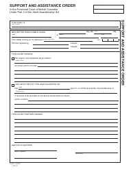 Document preview: Form PFA854 (AGA Form 15) Support and Assistance Order - British Columbia, Canada