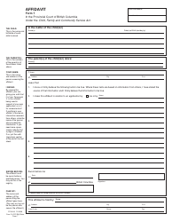 Document preview: Form PFA899 (CFCSA Form 7) Affidavit - British Columbia, Canada