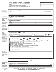 Form PFA895 (CFCSA Form 2) Application for an Order - British Columbia, Canada, Page 3