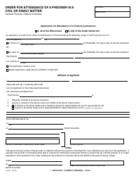 Document preview: Form PFA876 Order for Attendance of a Prisoner in a Civil or Family Matter - British Columbia, Canada