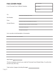 Document preview: Form PFA892 (PCFR Form 10) Fax Cover Page - British Columbia, Canada
