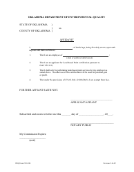 Document preview: DEQ Form 110-304 Affidavit - Oklahoma