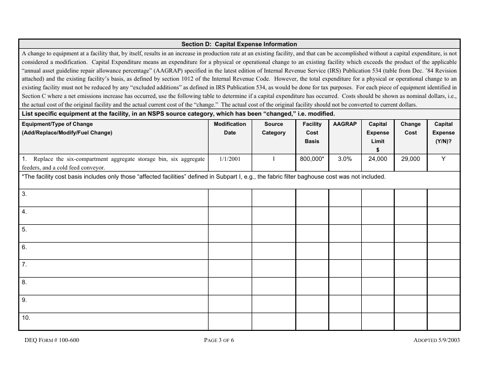 DEQ Form 100-600 Nsps Applicability Worksheet - Oklahoma, Page 3