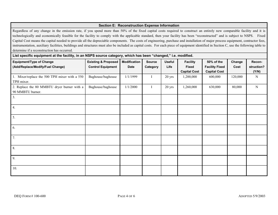 DEQ Form 100-600 Nsps Applicability Worksheet - Oklahoma, Page 4