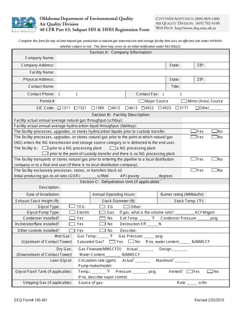 DEQ Form 100401 Fill Out, Sign Online and Download Printable PDF