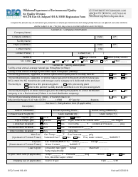 DEQ Form 100-401 40cfr Part 63; Subpart Hh &amp;hhh Registration Form - Oklahoma